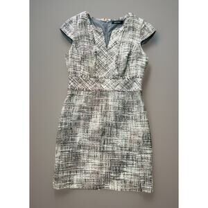 Ellen Tracy Gray Tweed Pencil Sheath Dress Size 10 Business Career Grey Office